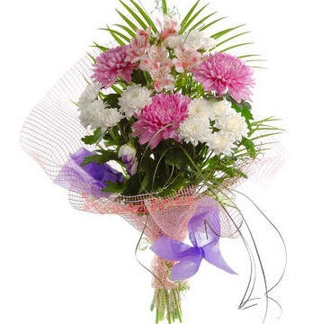 Bermuda - $38. Bouquet of Malaysian mums and orchids in a pretty tropical wrap.