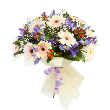 Sara - $39. A clean and modern bouquet with restrained colors.
